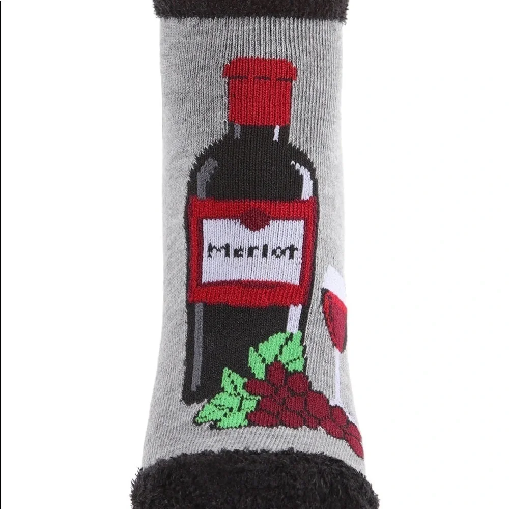 MeMoi Wine Printed Non Skid  Socks